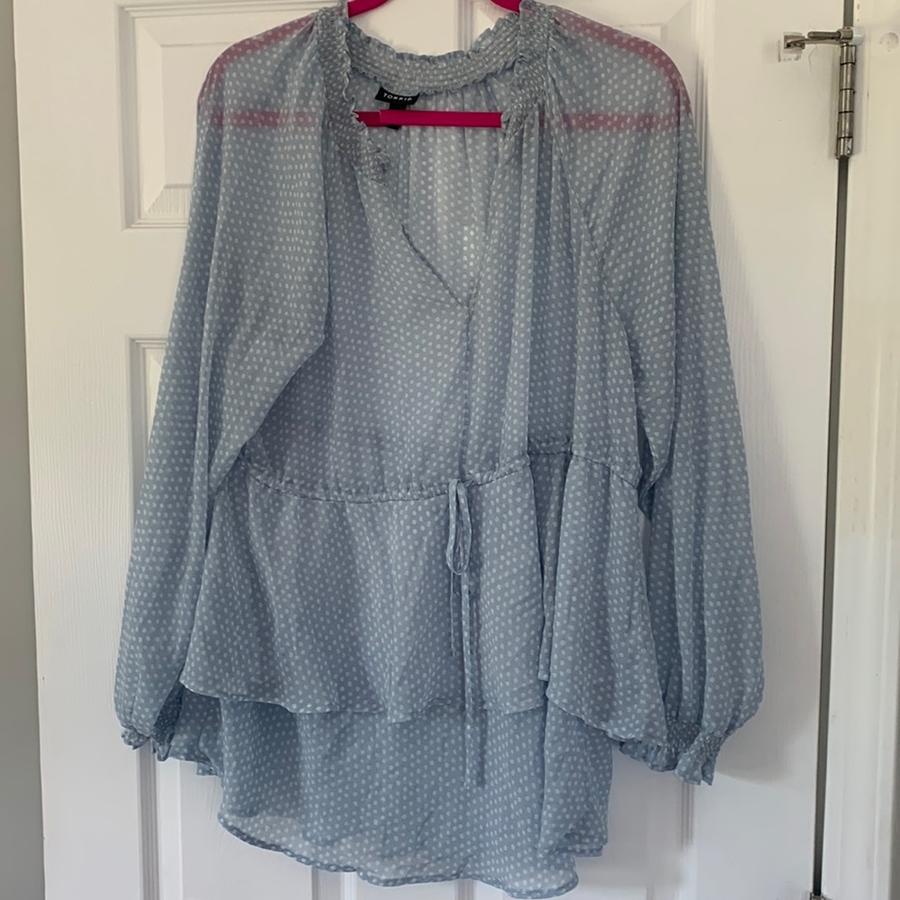 Torrid sheer blue blouse